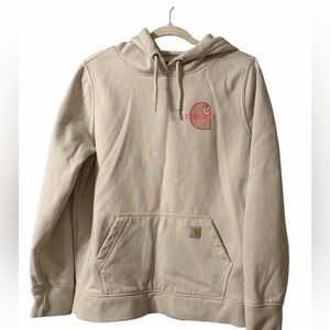 Carhartt Women's Relaxed Fit Midweight Graphic Hoodie White Pink Large